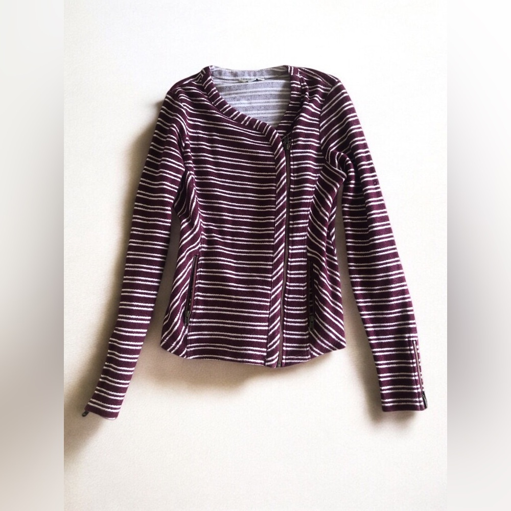 Lucky Brand Maroon and White Striped Top